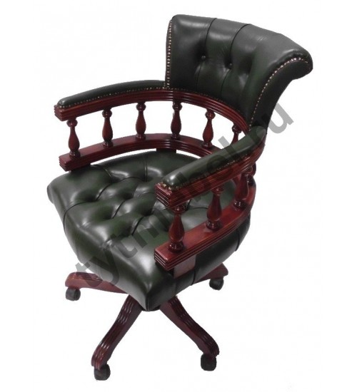 CHO-001. Кресло офисное (массив красного дерева, кожа) ANTIQUE, цвет: вишня, 61*58(110) см